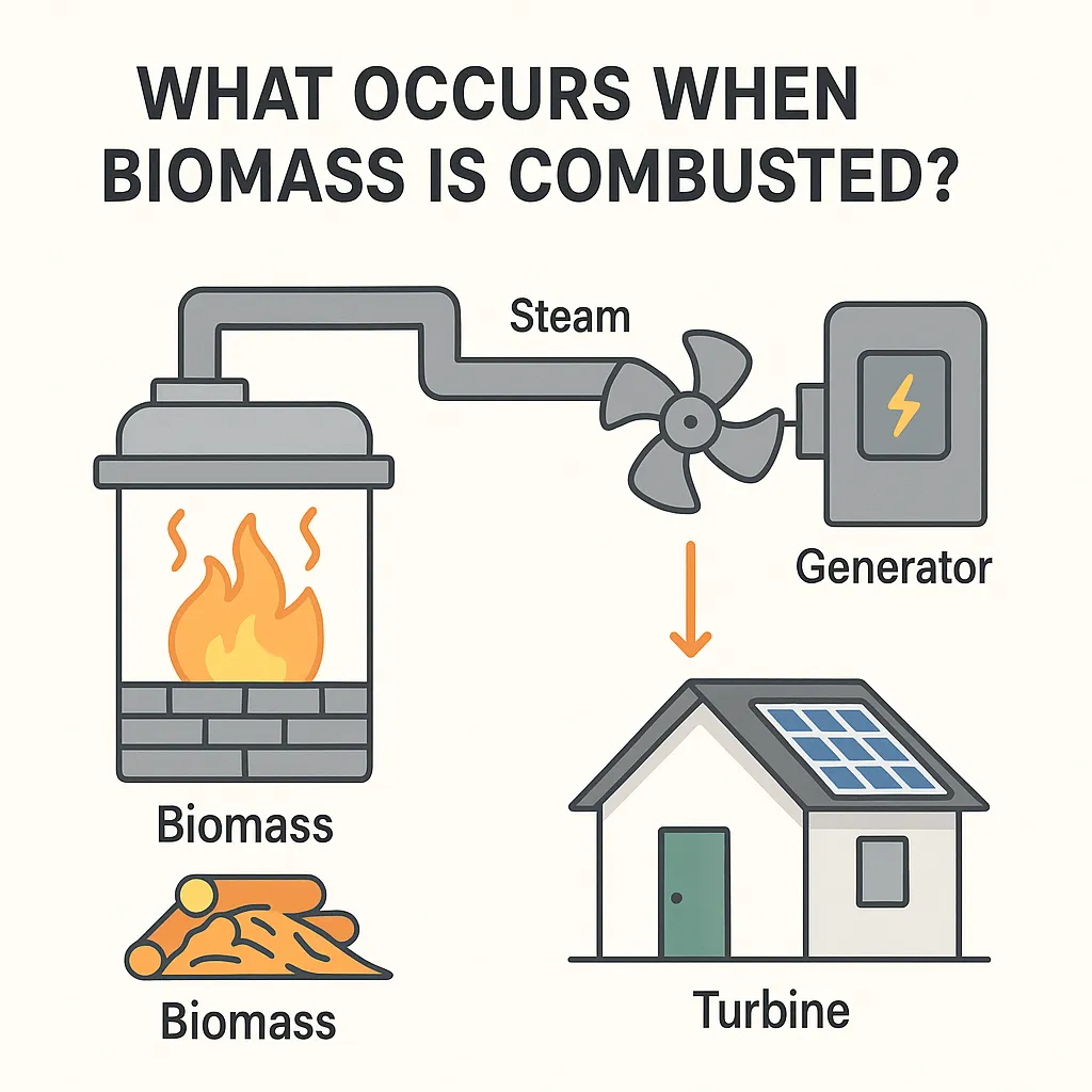 What occurs when Biomass is Combusted?