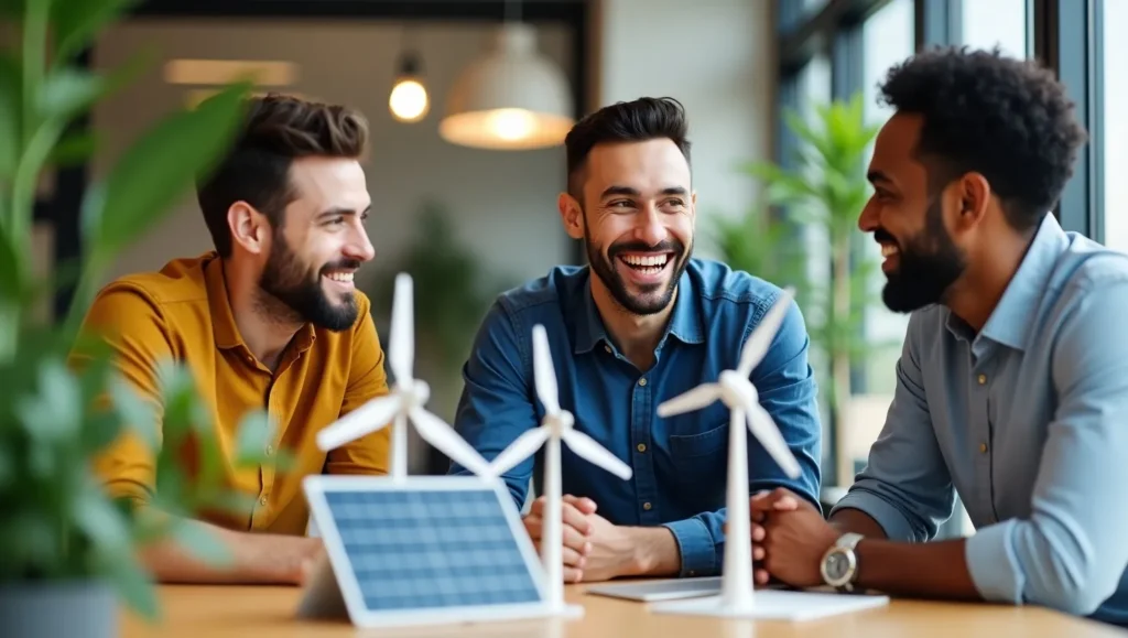people interacting with clean energy